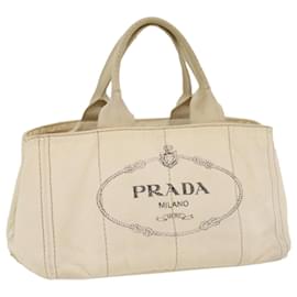 Prada-PRADA Canapa PM Handtasche Canvas Weiß Auth bs8348-Weiß
