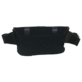 Gucci-GUCCI GG Canvas Body Bag Leather Black 145851 Auth yk8669-Black