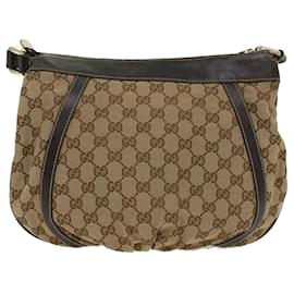 Gucci-GUCCI GG Canvas Shoulder Bag Leather Beige 203257 Auth ac2198-Beige