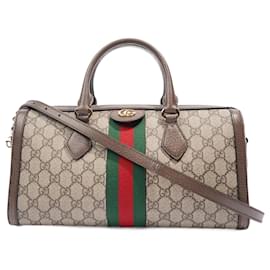 Gucci-Gucci GG Ophidia Duffle Supreme / green / Red Coated Canvas-Green
