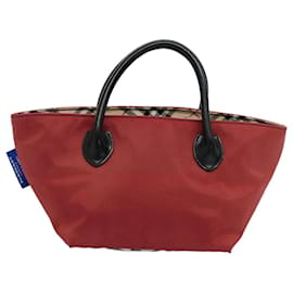 Burberry-BURBERRY Blue Label Hand Bag Nylon Red Auth bs8360-Red