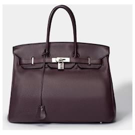 Hermès-HERMES BIRKIN BAG 35 in Violet Leather - 101465-Purple