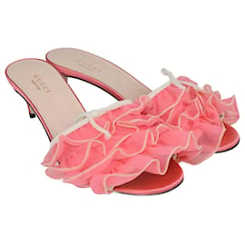 Gucci-Rosafarbene Mules mit Rüschendetail-Pink