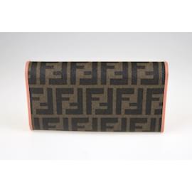 Fendi-brown/Pink Zucca Long Wallet-Brown