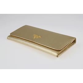 Prada-Portafoglio Continental in metallo Saffiano color oro metallizzato-D'oro