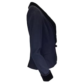Ralph Lauren-Ralph Lauren Black Label Navy Blue / Black Velvet Trimmed Wool Blazer-Blue