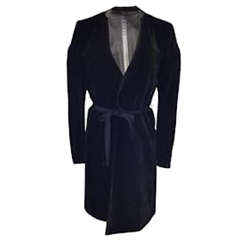 Autre Marque-Takahiromiyashita The Soloist Black Belted Velvet Coat-Black