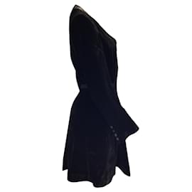 Autre Marque-Takahiromiyashita The Soloist Black Belted Velvet Coat-Black
