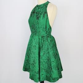 Alice + Olivia-Green Open Back Sleeveless Dress-Green