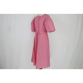 Parosh-Robe mi-longue rose nouée à la taille-Rose