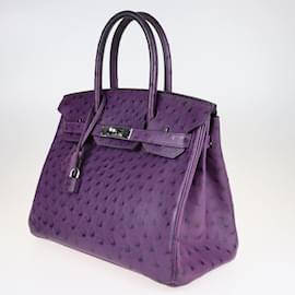 Hermès-Hermes Ultra Violet Ostritch Birkin 30 Bag w/ PHW-Other