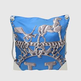 Hermès-Tri Color Vif Argent Silky City Printed GM Bag-White