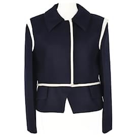 Louis Vuitton-Bleu marine/ Veste à détails de bordures blanches-Bleu