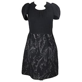 Chanel-Black Knit Cap Sleeve A-Line Dress-Black