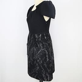 Chanel-Black Knit Cap Sleeve A-Line Dress-Black