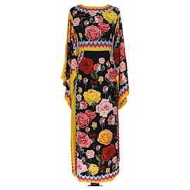 Dolce & Gabbana-Robe multicolore à manches chauve-souris et imprimé floral-Multicolore
