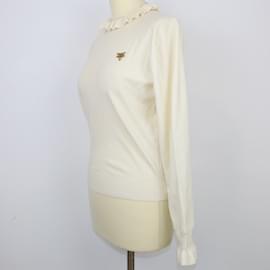 Louis Vuitton-Jersey de cuello alto color crema-Crudo