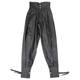 Gucci-Pantalon taille haute plissé noir-Noir
