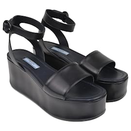 Prada-Black Nero Platform Ankle Strap Sandals-Black