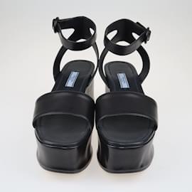 Prada-Black Nero Platform Ankle Strap Sandals-Black