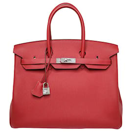 Hermès-Birkin ROUGE 35 W/ PHW-Rouge