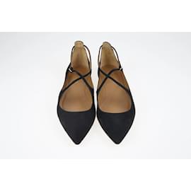 Aquazzura-Chaussures plates noires à brides croisées-Noir