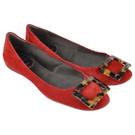 Roger Vivier Red Tortoiseshell Belle Ballet Flats Red