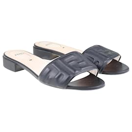 Fendi-Black FF Slide Sandals-Black