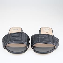 Fendi-Black FF Slide Sandals-Black