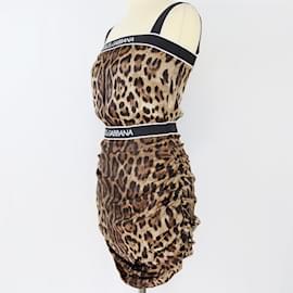 Dolce & Gabbana-Robe mi-longue Diva à imprimé léopard-Camel