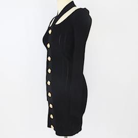 Balmain-Black Backless Halterneck Knitted Dress-Black