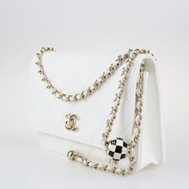 Chanel-Mini portefeuille sur chaîne White Pearl Crush-Blanc