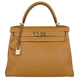 Hermès-Natural Chèvre de Coromandel Kelly Retourne 28 bag-White