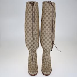 Gucci-Beige/Brown GG Lisa Knee length Boots-Beige