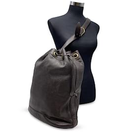 Gucci-Bolsa tiracolo de couro marrom escuro com cordão-Marrom