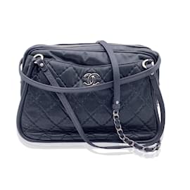 Chanel-Black Quilted Leather Relax CC Tote Camera Shoulder Bag-Black