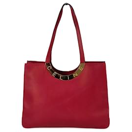 Céline-Céline vintage shoulder shopper bag in red leather-Red