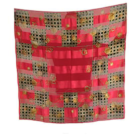 Dior-lenço de seda cristão do dior 88x88-Vermelho