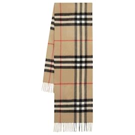 Burberry-Cachecol Mu Giant Check - Burberry - Cashmere - Archive Beige-Marrom,Bege