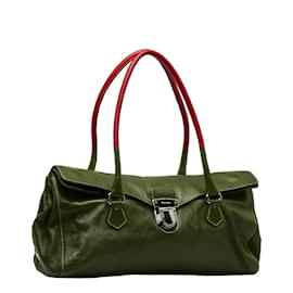 Prada-Leather Easy Shoulder Bag-Red