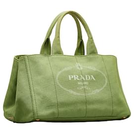 Prada-Canapa Logo Handbag-Green