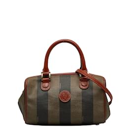 Fendi-Pequin Boston Bag-Brown