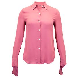 Camicia classica con polsini con cravatta Theory in seta rosa Rosa