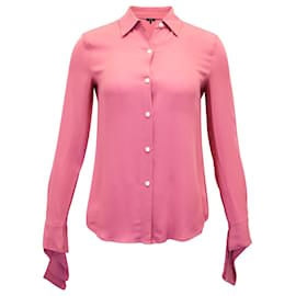 Theory-Theory Classic Tie Cuff Shirt in Pink Silk-Pink