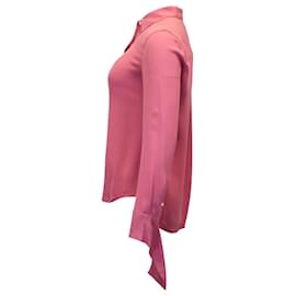 Theory-Camicia classica con polsini con cravatta Theory in seta rosa-Rosa