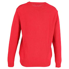 Polo Ralph Lauren-Polo Ralph Lauren Red X Browns Polo Bear Intarsia Sweater in Red Cotton-Red
