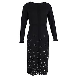 Giorgio Armani Langarmkleid aus schwarzer Viskose Schwarz