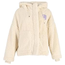 Maje-Maje x Varley Bayavar Hooded Jacket in Cream Faux Fur-White,Cream