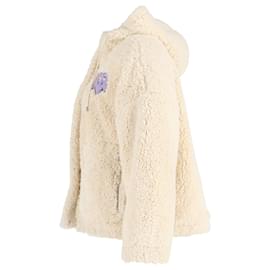 Maje-Maje x Varley Bayavar Hooded Jacket in Cream Faux Fur-White,Cream