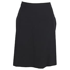 Prada-Prada Knee-Length A-Line Skirt in Black Cotton-Black